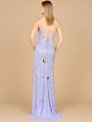 Mirror Beaded Gown With High Slit - Glamourous Grace