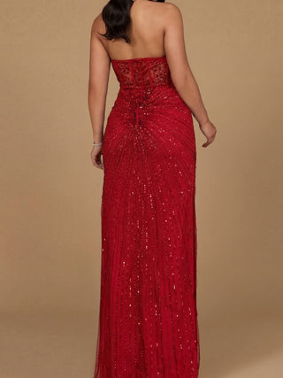 Embellished Strapless Gown with Slit | 9953 - Glamourous Grace