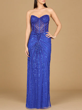 Embellished Strapless Gown with Slit | 9953 - Glamourous Grace