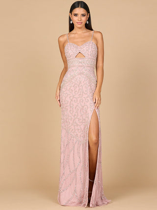 Embellished Gown with Slit And Low Back - Glamourous Grace