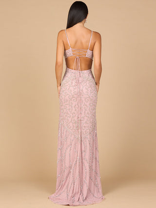 Embellished Gown with Slit And Low Back - Glamourous Grace