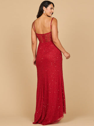Elegant Corset Gown with Slit - Glamourous Grace