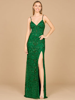 Body Con V-Neck Beaded Gown - Glamourous Grace