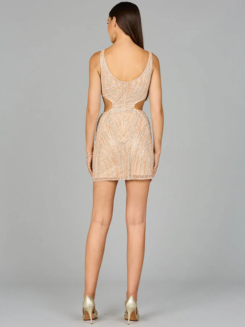 V-Neck Short Dress with Cutouts - Glamourous Grace