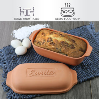 Eurita Clay Loaf Pan with Lid, 2 Quarts