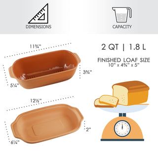 Eurita Clay Loaf Pan with Lid, 2 Quarts