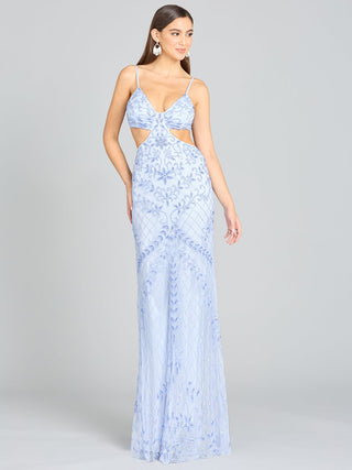 Lara New York Countess Beaded Gown featuring intricate beadwork, elegant design, and flowing fabric perfect for formal occasions.