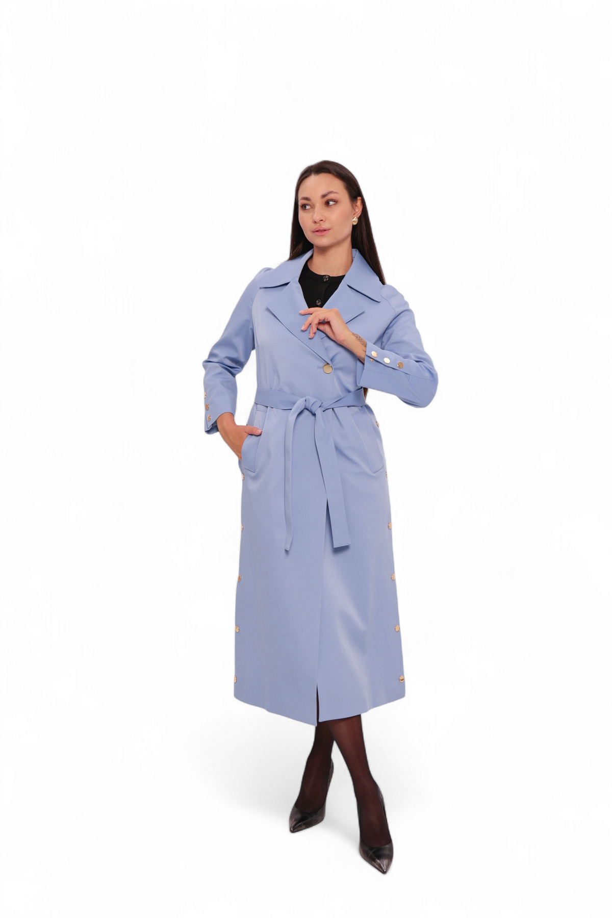 Jackie Trench Coat in Sky Blue