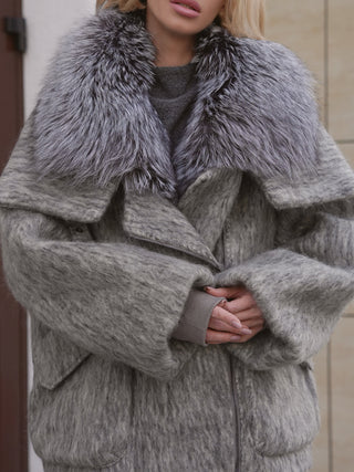 Pre-Order. Ships September 2026. Ares Genuine Fur Trim Down Fill Mohair Parka