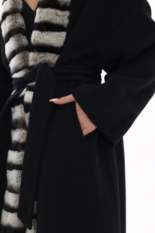 Genuine French Orylag Fur Italian Cashmere Wool Coat