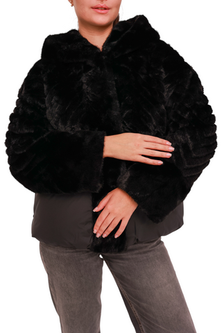 Montana Eco-Fur Down Coat in Black