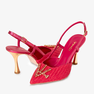 The Luna Fuchsia Leather Slingback Women Sandal - Glamourous Grace