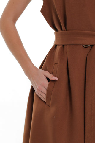 Eileen Cashmere Blend Longline Vest in Cinnamon
