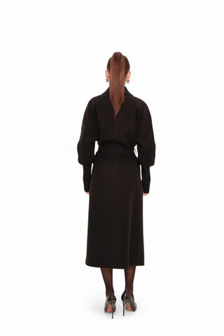 Miru Cashmere Wool Blend Overcoat in Black