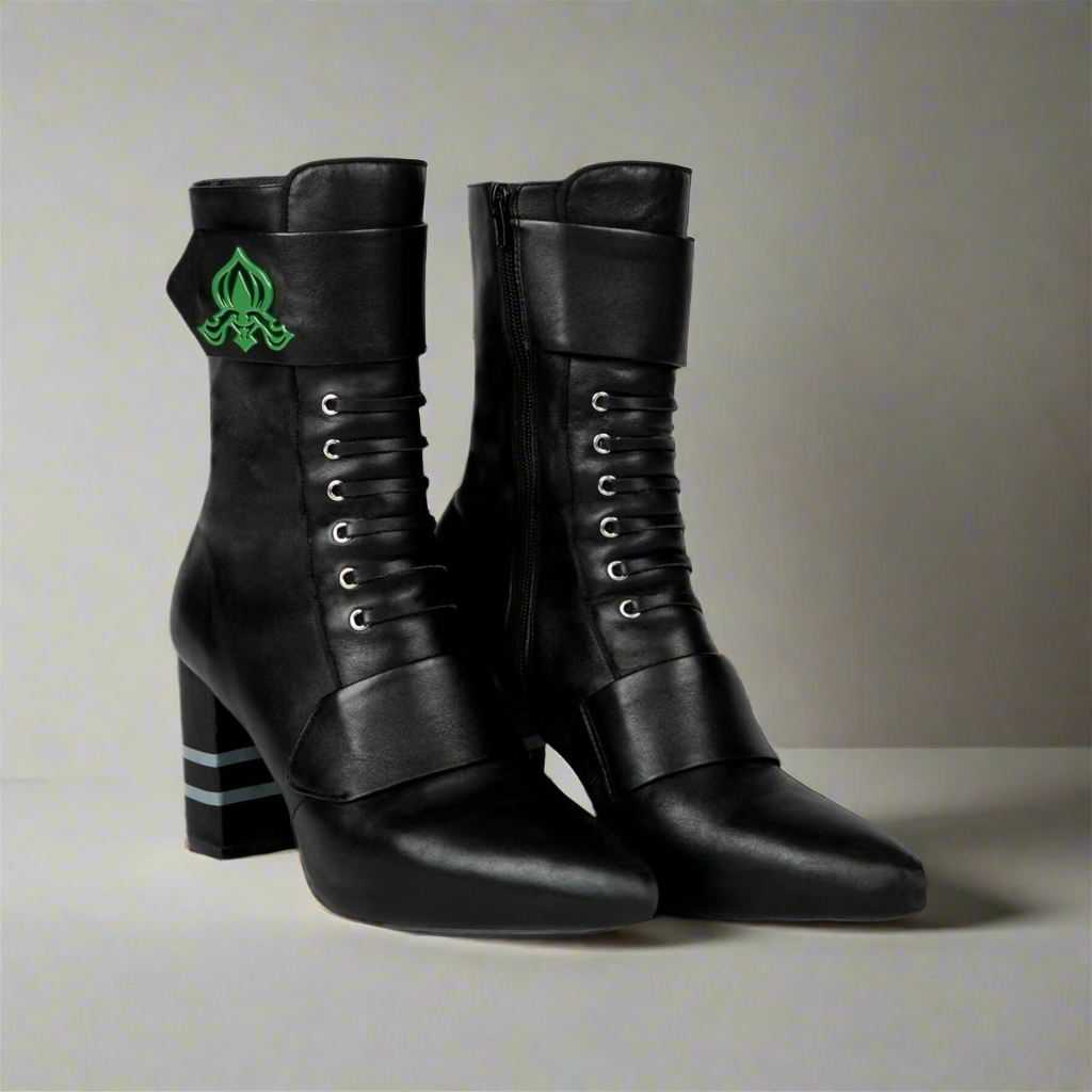 Michaela V Marta Black Leather Knee-High Boots - Glamourous Grace