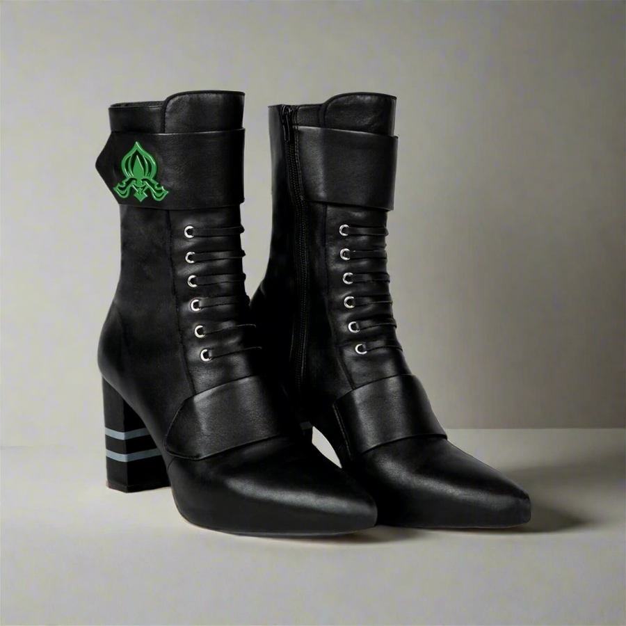 Michaela V Marta Black Leather Knee-High Boots