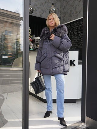 Orchid Genuine Fur Trim Down Parka