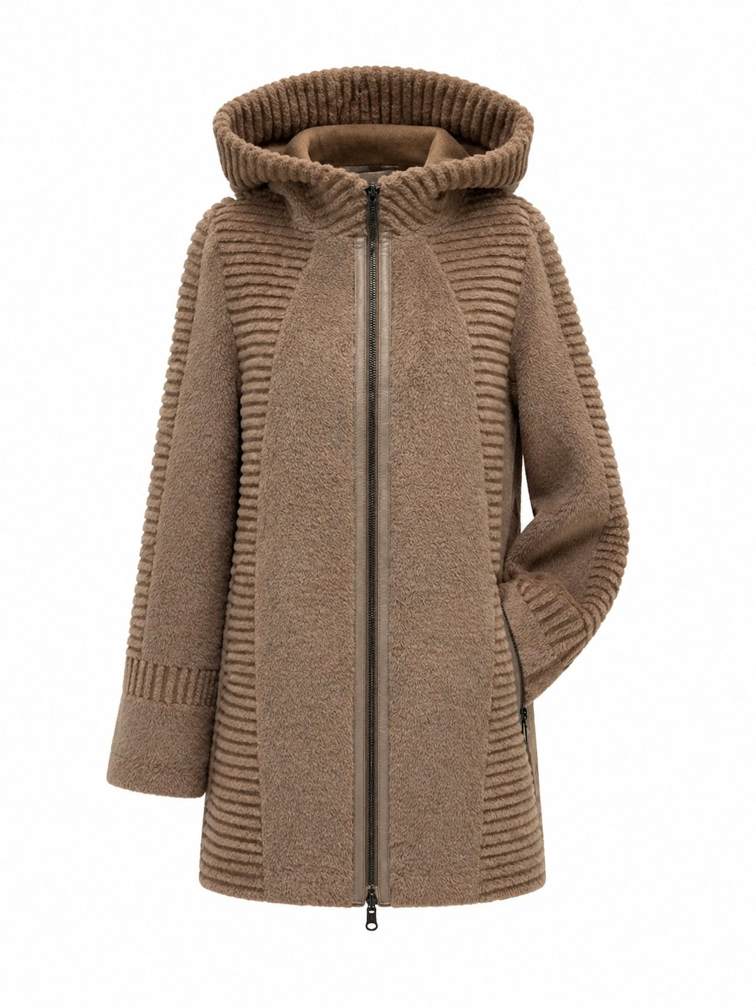 Reversible Faux Fur & Suede Jacket with Hood