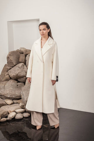 Premium 100% Australian Merino Wool Coat in Marshmallow