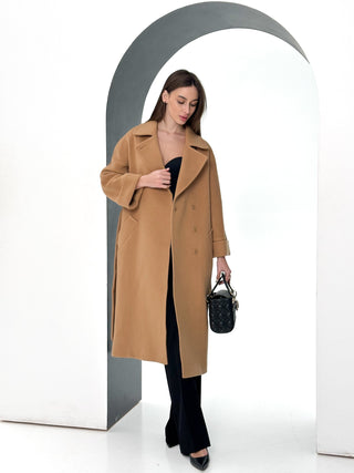Monique Tailored Cashmere Wool Blend Coat in Bluff