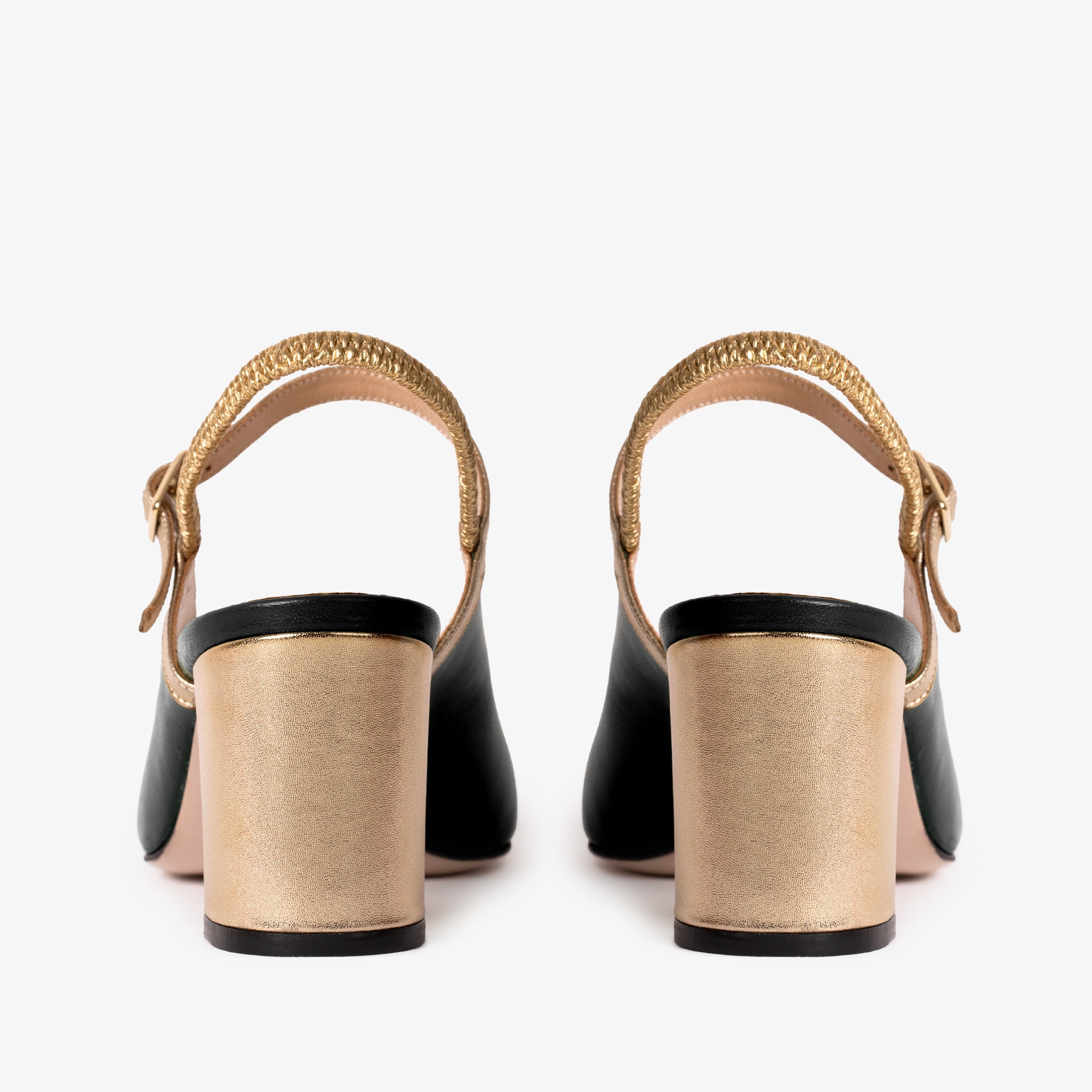 The Pompei Black Leather Slingback Women Sandal - Glamourous Grace