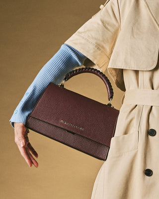 Federica (eggplant) - Italian calf leather women's crossbody bag (with shoulder strap) - Glamourous Grace
