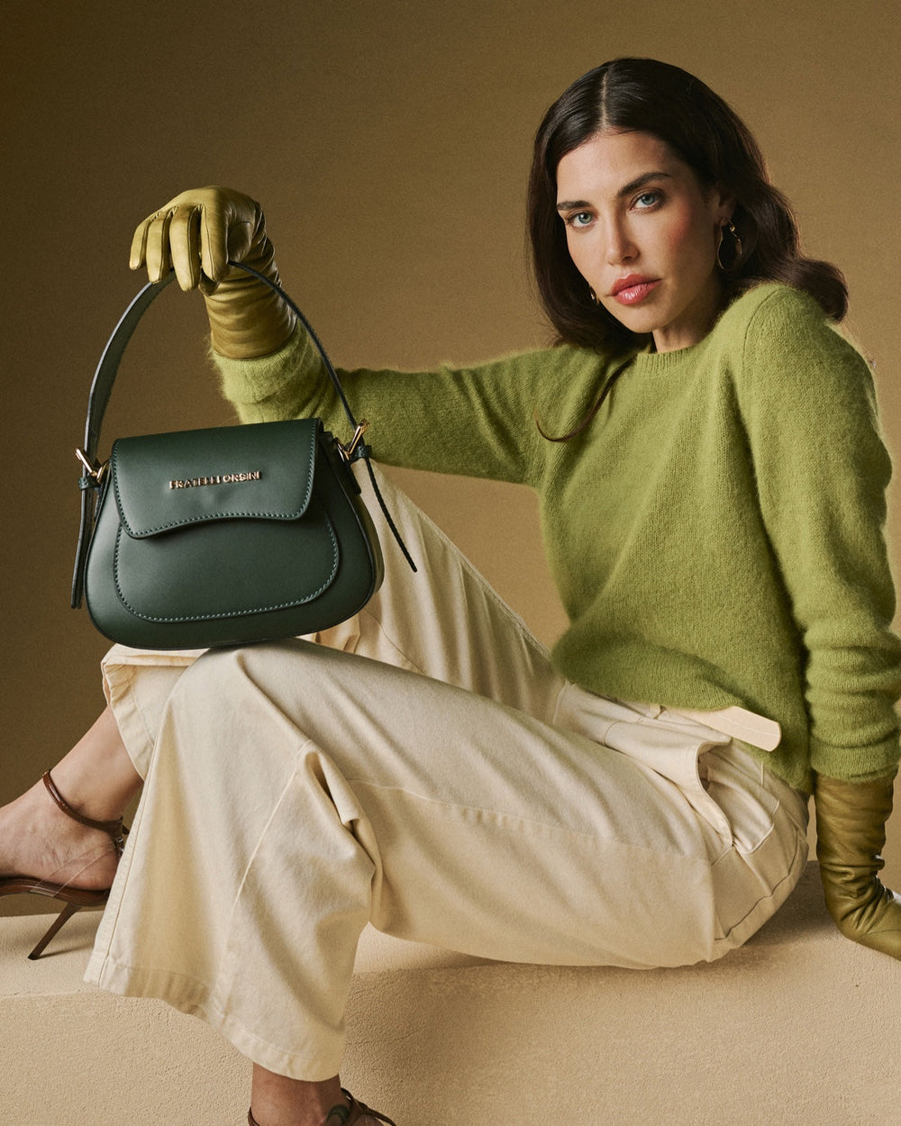 Ottavia (green) - Italian calf leather women's crossbody bag (with shoulder strap) - Glamourous Grace