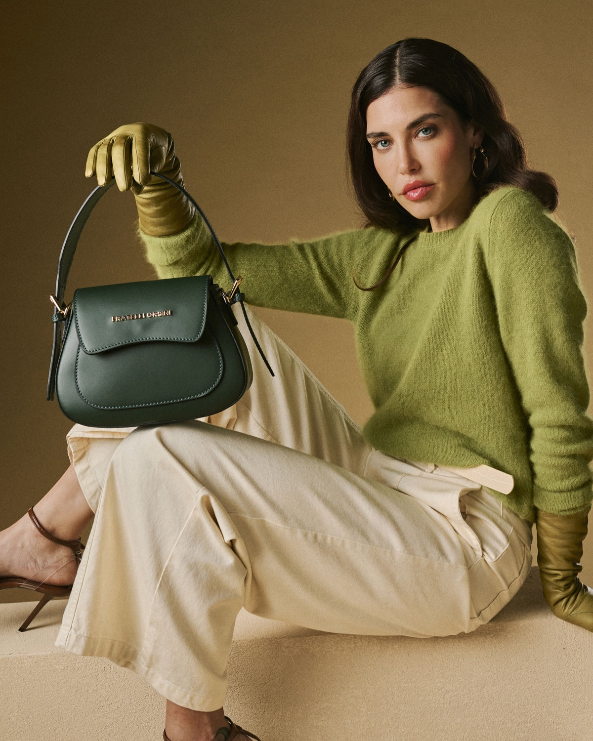 Ottavia (green) - Italian calf leather women's crossbody bag (with shoulder strap) - Glamourous Grace
