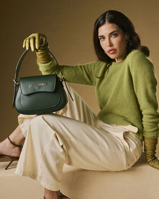 Ottavia (green) - Italian calf leather women's crossbody bag (with shoulder strap) - Glamourous Grace
