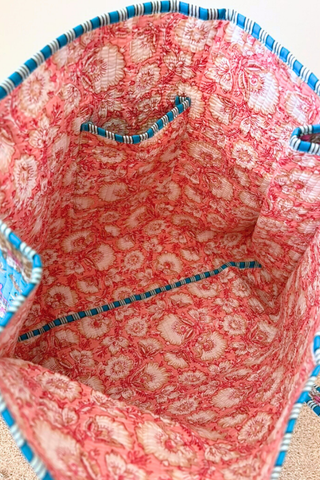 SC - Beck Bright Blue Floral Tote Bag - Glamourous Grace