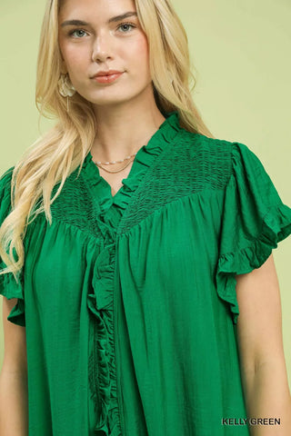 Umgee Smocked Ruffle Babydoll Mini Dress - Glamourous Grace