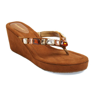 Crystelle - Brown Thong Wedges