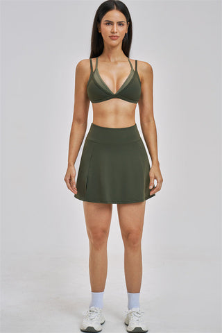The Seraphine Layered V Sports Bra Skirt 2-Piece Set