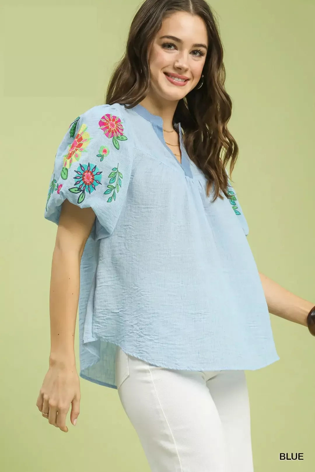 Umgee Embroidered Puff Sleeve Top - Glamourous Grace