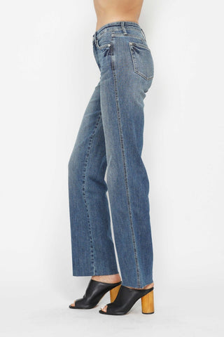 Judy Blue Tummy Control Blue Washed Straight Leg Denim Jeans