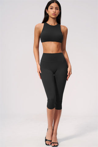 The Twirl Open Back Sports Bra Capri Leggings 2-Piece Set