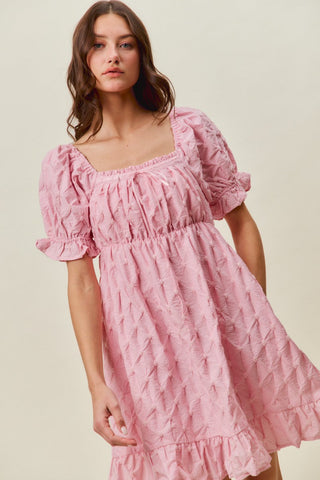 SO ME Texture Woven Ruching On Bust Mini Dress in Pink - Glamourous Grace