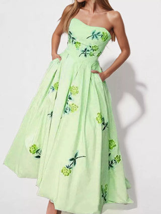 Floral Print Tube Maxi Dress
