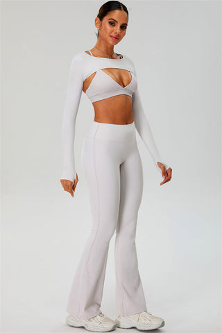 The Ember Sports Bra Crop Top Flared Leggings 3-Piece Set