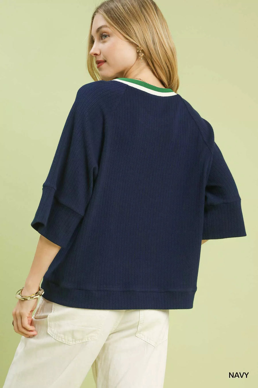 Umgee Ribbed Knit Top with Contrast Trim - Glamourous Grace
