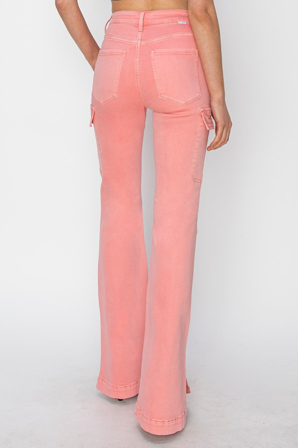 RISEN Pink Side Slit Cargo Bootcut Jeans