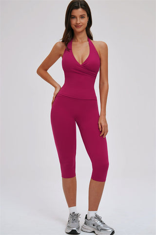 The Twirl Halter Tank Top Capri Leggings 2-Piece Set
