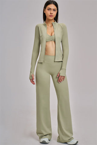 The Swoon Jacket Sports Bra Flared Leggings 3-Piece Set
