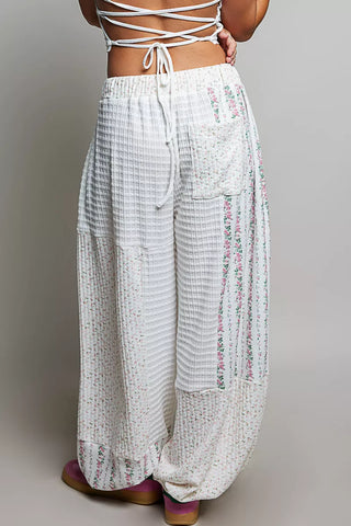 POL Patchwork Mixed Knit Wide Leg Pants - Glamourous Grace