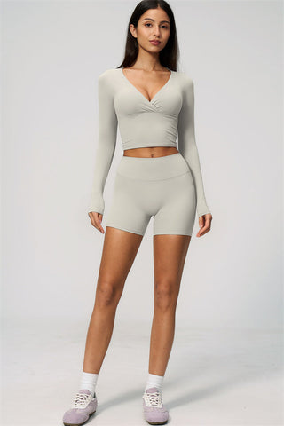 The Lox Long Sleeve Crop top Shorts 2-Piece Set