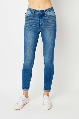 Judy Blue Cuffed Hem Blue Denim Skinny Jeans