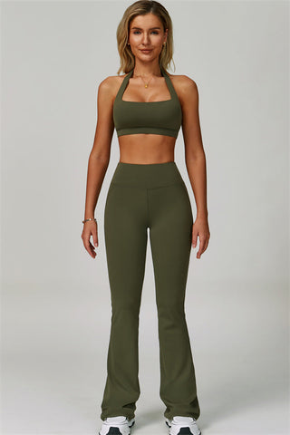 The Bold Halter Sports Bra Flared Leggings 2-Piece Set