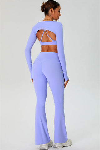 The Ember Sports Bra Crop Top Flared Leggings 3-Piece Set
