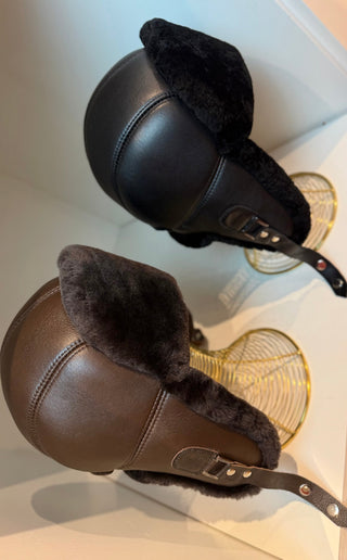 Genuine Leather Shearling Hat Unisex