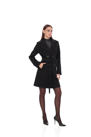 Zuri Cashmere Blend Overcoat in Black